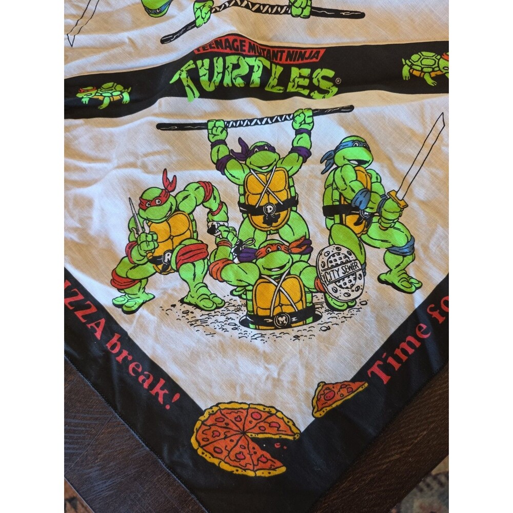 Vintage 1990 Teenage Mutant Ninja Turtles "Time For A Pizza Break" Bandana